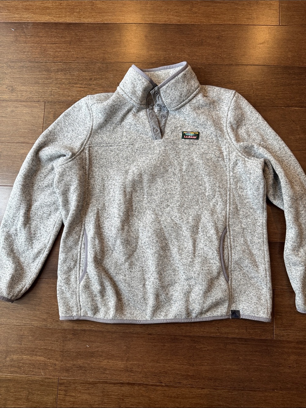 L.L. Bean Men's Light Heather Gray Zip-Up Fleece Pullover